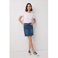 Blue White Kadın Slim Fit Jean Etek Açık Mavi Blue White Kadın Slim Fit Jean Etek Açık Mavi