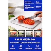 1 Adet Paslanmaz Çelik Küçük Boy Mutfak Kesme Tahtası Et Sebze Doğrama Tahtası Gümüş 1 Adet Paslanmaz Çelik Küçük Boy Mutfak Kesme Tahtası Et Sebze Doğrama Tahtası Gümüş