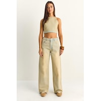 Shade Kadın Boyundan Bağlamalı Crop Top Wide Leg Pantolon Denim Alt-üst Takım 26089 60286151 - Buğday Çok Renkli Shade Kadın Boyundan Bağlamalı Crop Top Wide Leg Pantolon Denim Alt-üst Takım 26089 60286151 - Buğday Çok Renkli