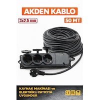 Kablo 50 Metre 3x2,5mm 3 Lü Uzatma Kablosu Tam Kesit Kaynak Makinası Kullanıma Uygundur 50 M Kablo 50 Metre 3x2,5mm 3 Lü Uzatma Kablosu Tam Kesit Kaynak Makinası Kullanıma Uygundur 50 M