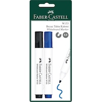 Faber-Castell W153 Beyaz Tahta Kalemi 2'li Set, Siyah ve Mavi Renk,Kolay Silinir, Ergonomik Tasarım Faber-Castell W153 Beyaz Tahta Kalemi 2'li Set, Siyah ve Mavi Renk,Kolay Silinir, Ergonomik Tasarım