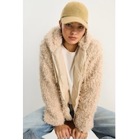Shade Kadın Kapüşonlu Astarlı Teddy Mont 2818 60281117 - Krem Shade Kadın Kapüşonlu Astarlı Teddy Mont 2818 60281117 - Krem