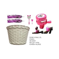 Bisiklet Çocuk Sepet - Aynalı Zil - Püskül - Ayna Dekoratif Set Pembe Bisiklet Çocuk Sepet - Aynalı Zil - Püskül - Ayna Dekoratif Set Pembe