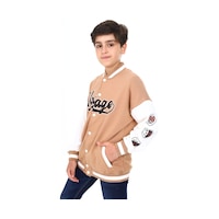 Toontoy Erkek Çocuk Baskılı Kolej Hırka Kahverengi
