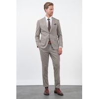 İmza Kahverengi-beyaz Mono Yaka 6 Drop Slim Fit Tam Astar Esnek Takım Elbise 1001260172 Kahverengi - Beyaz İmza Kahverengi-beyaz Mono Yaka 6 Drop Slim Fit Tam Astar Esnek Takım Elbise 1001260172 Kahverengi - Beyaz
