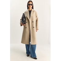 Shade Kadın Kruvaze Yaka Astarlı Oversize Uzun Kaşe Kaban 3509 60283849 - Bej Shade Kadın Kruvaze Yaka Astarlı Oversize Uzun Kaşe Kaban 3509 60283849 - Bej