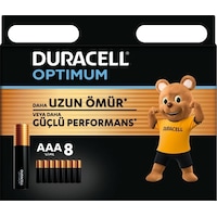 Duracell Optimum AAA Alkalin İnce Kalem Piller 1.5 V LR03/MN2400 8’li Duracell Optimum AAA Alkalin İnce Kalem Piller 1.5 V LR03/MN2400 8’li