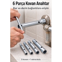6 Parça Çift Ağızlı Kovan Anahtar Takımı 8-17 Mm Sıkma Kollu Lokma Takımı 6 Parça Çift Ağızlı Kovan Anahtar Takımı 8-17 Mm Sıkma Kollu Lokma Takımı