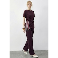 Shade Kadın Fularlı Bağlama Detaylı T-shirt Yüksek Bel Pantolon Alt-üst Takım 7630 60286041 - Bordo Shade Kadın Fularlı Bağlama Detaylı T-shirt Yüksek Bel Pantolon Alt-üst Takım 7630 60286041 - Bordo