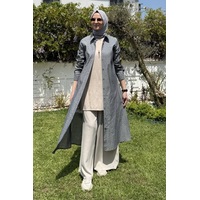 Rabia Şamlı Doğa Kot Efektli Gri Tunik Normal Rabia Şamlı Doğa Kot Efektli Gri Tunik Normal