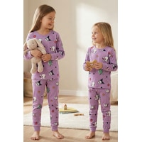 Cute Hello Kitty Ve Kuromi Desenli Kız Çocuk Pijama Takımı Lila Cute Hello Kitty Ve Kuromi Desenli Kız Çocuk Pijama Takımı Lila