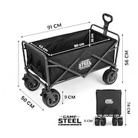 Camp Steel 100 Litre Fren Sistemli, Rulmanlı, Kalın Teker, Xxl Boy Katlanır Vagon 91x50x56 Cm Plaj Taşıma Ve Kamp Piknik Arabası - Siyah Camp Steel 100 Litre Fren Sistemli, Rulmanlı, Kalın Teker, Xxl Boy Katlanır Vagon 91x50x56 Cm Plaj Taşıma Ve Kamp Piknik Arabası - Siyah