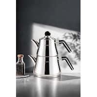 Luna Sade Maxi Büyük Boy Çelik Kapaklı Paslanmaz Çelik 1.10-2.25 Litre Çaydanlık Takımı Gri Luna Sade Maxi Büyük Boy Çelik Kapaklı Paslanmaz Çelik 1.10-2.25 Litre Çaydanlık Takımı Gri
