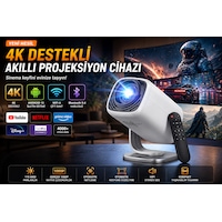 4k Destekli Android 13 Akıllı Projeksiyon Cihazı Wifi 6 Bluetooth 5.4 Full Hd Mini Projektör
