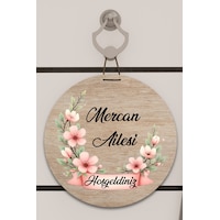 Dijital Baskı Açık Ahşap, Yarım Çember Pembe Çiçek Desenli, Kişiye Özel Kapı Süsü, Duvar Süsü Dijital Baskı Açık Ahşap, Yarım Çember Pembe Çiçek Desenli, Kişiye Özel Kapı Süsü, Duvar Süsü