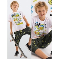 Kaykay Splash Erkek Çocuk Yazlık T-shirt Kapri Takım Kaykay Splash Erkek Çocuk Yazlık T-shirt Kapri Takım