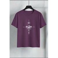 Uyguntarz Unisex Pusula Baskılı Tasarım Tshirt Mor Uyguntarz Unisex Pusula Baskılı Tasarım Tshirt Mor