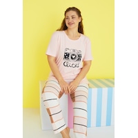 Siyah İnci Curve Büyük Beden Battal Boy Örme Pijama Takımı 24103660 Çok Renkli Siyah İnci Curve Büyük Beden Battal Boy Örme Pijama Takımı 24103660 Çok Renkli