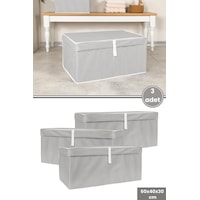 Mega Kutu Hurç, Yastık Çarşaf Kıyafet Dolap İçi Düzenleyici Mukavva Destekli 60x40cm 3 Adet Gri Gri - Beyaz Mega Kutu Hurç, Yastık Çarşaf Kıyafet Dolap İçi Düzenleyici Mukavva Destekli 60x40cm 3 Adet Gri Gri - Beyaz