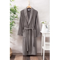 Eumenia %100 Pamuk Plaid Desen Koyu Gri Renk Bornoz Gri Eumenia %100 Pamuk Plaid Desen Koyu Gri Renk Bornoz Gri