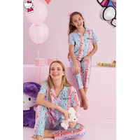 Siyah İnci Lisanslı %100 Pamuk Çok Renkli Düğmeli Pijama Takım Siyah İnci Lisanslı %100 Pamuk Çok Renkli Düğmeli Pijama Takım