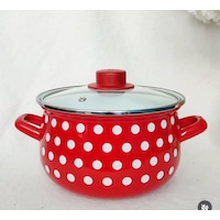 Retro Kırmızı Puantiyeli 20 Cm 3 Litre Emaye Süt Yoğurt Tencere Retro Kırmızı Puantiyeli 20 Cm 3 Litre Emaye Süt Yoğurt Tencere