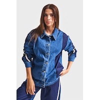 it's basic Kadın Kot Rengi 1w5-5 Oversize Parçalı Kumaş Özel Tasarım Denim Ceket it's basic Kadın Kot Rengi 1w5-5 Oversize Parçalı Kumaş Özel Tasarım Denim Ceket