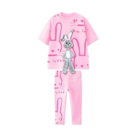 Monila Kız Çocuk Pamuklu Kumaş 3 Boyutlu Peluş Tavşan Detaylı Tshirt Tayt Alt Üst Takım Pembe Monila Kız Çocuk Pamuklu Kumaş 3 Boyutlu Peluş Tavşan Detaylı Tshirt Tayt Alt Üst Takım Pembe