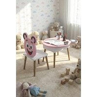 Çocuk Masası & Çocuk Sandalyesi Happy Face Sevimli Figürlü Set Pembe Çocuk Masası & Çocuk Sandalyesi Happy Face Sevimli Figürlü Set Pembe