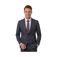 Deepsea Lacivert Kare Desenli Slim Fit Erkek Takım Elbise Çift Düğme Çift Yırtmaç 2 Li Takım 2601812 Deepsea Lacivert Kare Desenli Slim Fit Erkek Takım Elbise Çift Düğme Çift Yırtmaç 2 Li Takım 2601812