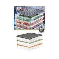 3 Lü Geniş Buzdolabı Düzenleyici Set, Buzluk Derin Dondurucu Buzdolabı İnce Saklama Kabı 3x3100ml Çok Renkli