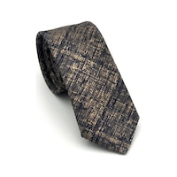 Gaffy Lacivert Bej Kırcıl Desenli Gri Dokuma Kumaş Mendilli Slim Fit Kravat // Sdk-2610-3 Gri Gaffy Lacivert Bej Kırcıl Desenli Gri Dokuma Kumaş Mendilli Slim Fit Kravat // Sdk-2610-3 Gri