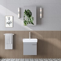 Likya Mdflam Tek Kapaklı Lavabolu 49 Cm Banyo Dolabı + Üst Dolabı, Mini Lavabolu Banyo Dolabı Takımı Kül Gri Likya Mdflam Tek Kapaklı Lavabolu 49 Cm Banyo Dolabı + Üst Dolabı, Mini Lavabolu Banyo Dolabı Takımı Kül Gri
