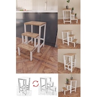 Hidden Folding Çok Amaçlı Katlanır Merdiven Çiçeklik Sehpa Beyaz Hidden Folding Çok Amaçlı Katlanır Merdiven Çiçeklik Sehpa Beyaz
