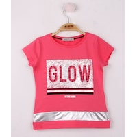 Toontoy Kids Toontoy Kız Çocuk Glow Baskılı Tişört Bej Toontoy Kids Toontoy Kız Çocuk Glow Baskılı Tişört Bej