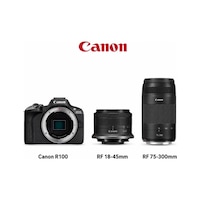 Canon R100 Aynasız Fotoğraf Makinesi RF 18 - 45 + RF 75 - 300 Double Lens Kit Canon R100 Aynasız Fotoğraf Makinesi RF 18 - 45 + RF 75 - 300 Double Lens Kit