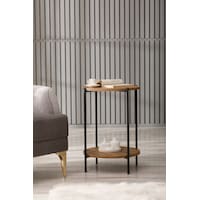 Arpelia Yuvarlak Tablalı İki Katlı Sehpa Q42x60 Cm Lava - Atlantik Çam Arpelia Yuvarlak Tablalı İki Katlı Sehpa Q42x60 Cm Lava - Atlantik Çam