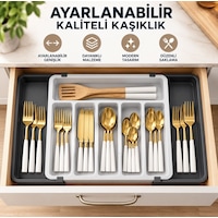 Ayarlanabilir Sürgülü Çekmece İçi Kaşıklık 32-54 Cm,büyük Boy Bölmeli Düzenleyici Sert Plastik Gri Ayarlanabilir Sürgülü Çekmece İçi Kaşıklık 32-54 Cm,büyük Boy Bölmeli Düzenleyici Sert Plastik Gri