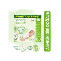 Bebem Natural Bebek Bezi 1 Beden Yenidoğan Avantajlı Paket 160 Adet Bebem Natural Bebek Bezi 1 Beden Yenidoğan Avantajlı Paket 160 Adet