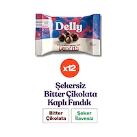 Delly Şeker İlavesiz Bitter Çikolata Kaplı Fındık 12 x 40 G Delly Şeker İlavesiz Bitter Çikolata Kaplı Fındık 12 x 40 G