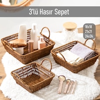 Porsima 303c 3lü Düzenleyici Kare Hasır Sepet Seti Ekmeklik Sepet Porsima 303c 3lü Düzenleyici Kare Hasır Sepet Seti Ekmeklik Sepet