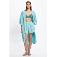 Toosalty Kadın Mint Yeşili Çizgili Uzun Kimono 25pl05st Yeşil-mint Toosalty Kadın Mint Yeşili Çizgili Uzun Kimono 25pl05st Yeşil-mint