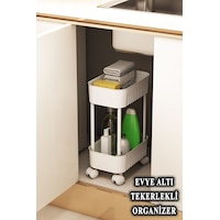 Lizbon Çok Amaçlı 2 Katlı Evye Altı Düzenleyici Dolap İçi Tezgah Altı Tekerlekli Organizer Beyaz Lizbon Çok Amaçlı 2 Katlı Evye Altı Düzenleyici Dolap İçi Tezgah Altı Tekerlekli Organizer Beyaz