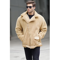 Madmext Camel Peluş Biker Erkek Ceket 6849-camel Camel Madmext Camel Peluş Biker Erkek Ceket 6849-camel Camel