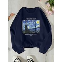 Uyguntarz Unisex The Starry Night Baskılı Oversize Sweatshirt Lacivert Uyguntarz Unisex The Starry Night Baskılı Oversize Sweatshirt Lacivert