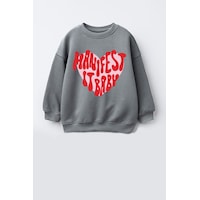 Monila Kız Çocuk 3 İplik Kumaş Baskılı Pamuklu Sweatshirt Antrasit Monila Kız Çocuk 3 İplik Kumaş Baskılı Pamuklu Sweatshirt Antrasit