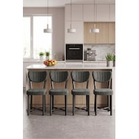 Sandalye 4 Adet Baby Face Kumaş Metal Ayak Modern Mutfak Sandalyesi Cafe Balkon Ofis Elma Antrasit