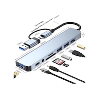 Taplın 8 İn 1 Usb Type-c Usb 2.0/3.0 Audio 3.5 Tf Sd Çevirici Adaptör Çok Portlu Çoklayıcı Usb Hub Taplın 8 İn 1 Usb Type-c Usb 2.0/3.0 Audio 3.5 Tf Sd Çevirici Adaptör Çok Portlu Çoklayıcı Usb Hub