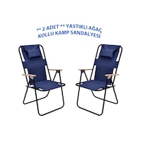Exent 2' Li Yastıklı Yüksek Sırtlı Katlanır Büyük Boy Kamp Piknik Sandalyesi, Ağaç Kollu-lacivert Exent 2' Li Yastıklı Yüksek Sırtlı Katlanır Büyük Boy Kamp Piknik Sandalyesi, Ağaç Kollu-lacivert