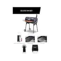 Guruss CG-075 Kömürlü Barbekü Mangal Tam Set Siyah